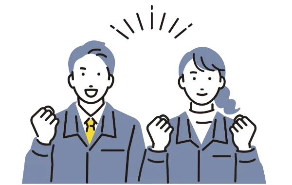 ガッツポーズして喜んでいる男女のイラスト